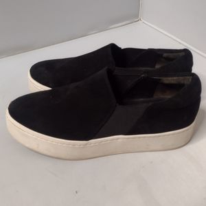 Vince Black Suede Platform Slip-On Sneakers